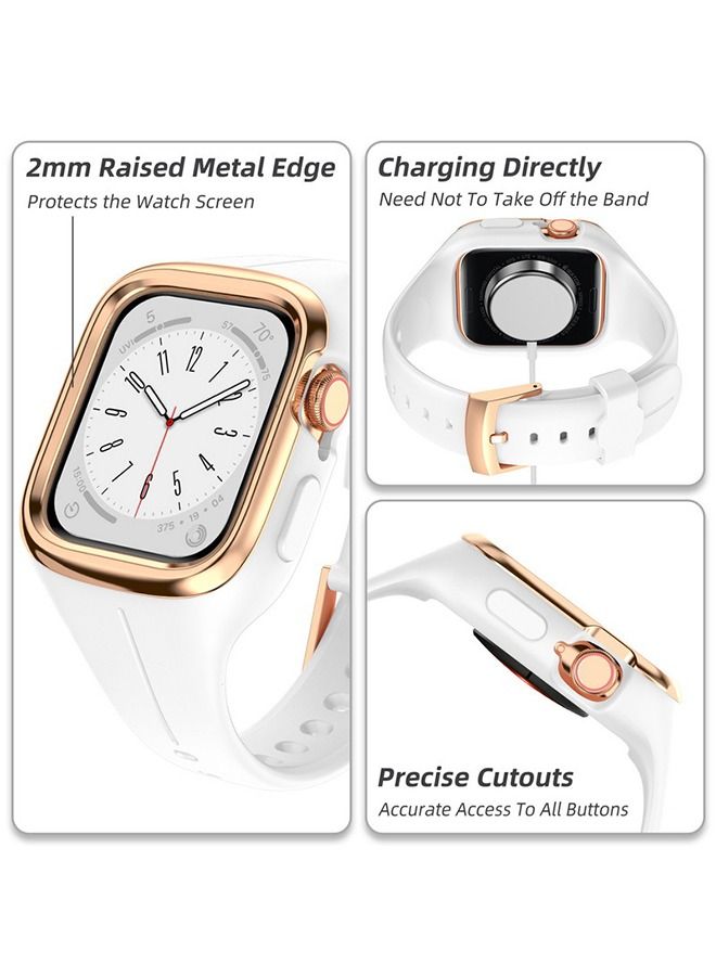 Apple Watch Series 9/8/7 (41mm), Series 6/SE/5/4 (40mm) Cover Case with Silicone Comfortable Touch Replacement Adjustable Wearable WristBands Strap Full body Screen Protector for iWatch Series - Image 2