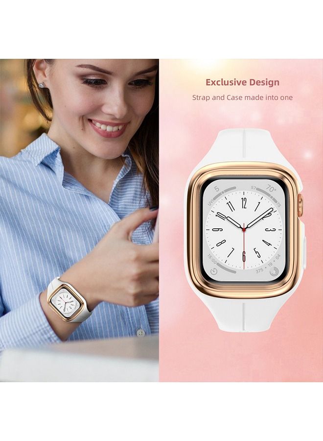 Apple Watch Series 9/8/7 (41mm), Series 6/SE/5/4 (40mm) Cover Case with Silicone Comfortable Touch Replacement Adjustable Wearable WristBands Strap Full body Screen Protector for iWatch Series - Image 3