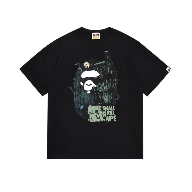بايب تي شيرت رياضي قصير الأكمام مموه مشترك بين BAPE وميامي الدولي للجنسين - موضة الشارع العصرية - Image 1