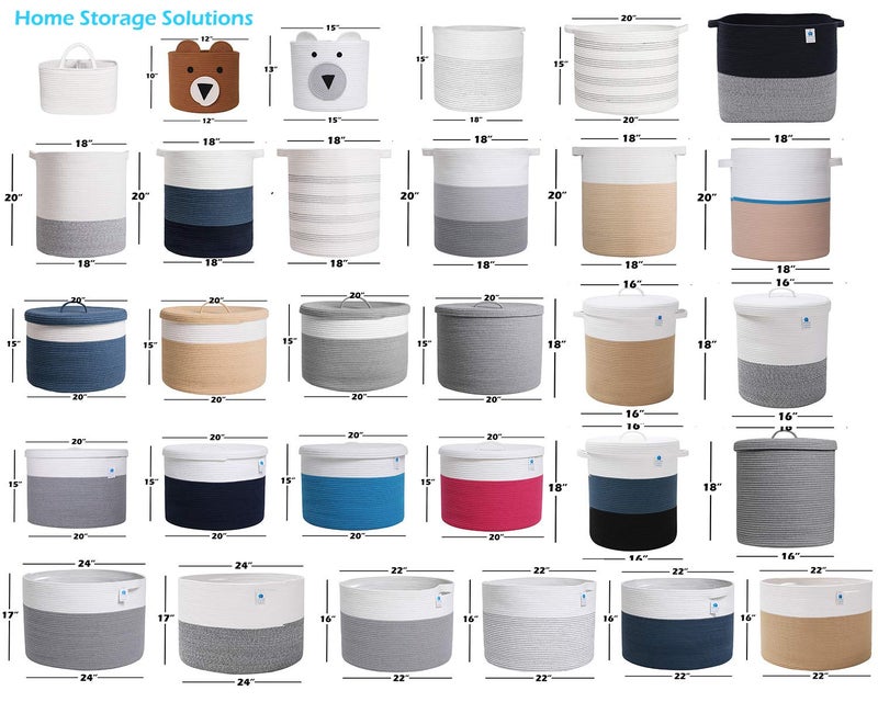 Cottonphant 20" x 20" x 15" Extra Large Storage Basket with Lid, Cotton Rope Storage Baskets, Laundry Hamper, Cloth Bin, for Clothes Towels Blankets Pillows Storage in Living Room, Basket with Cover Dark Blue - Image 5
