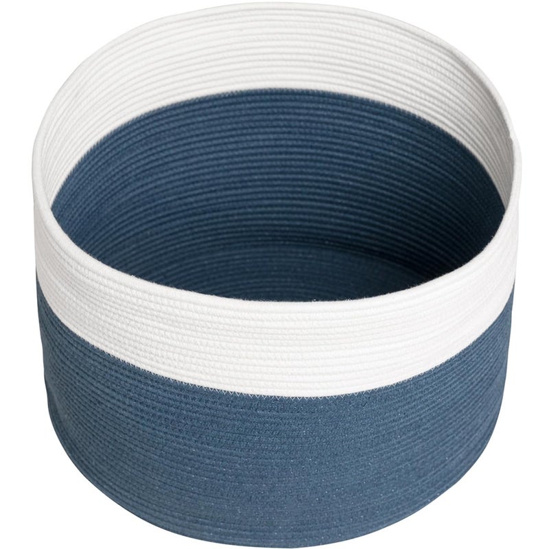 Cottonphant 20" x 20" x 15" Extra Large Storage Basket with Lid, Cotton Rope Storage Baskets, Laundry Hamper, Cloth Bin, for Clothes Towels Blankets Pillows Storage in Living Room, Basket with Cover Dark Blue - Image 3