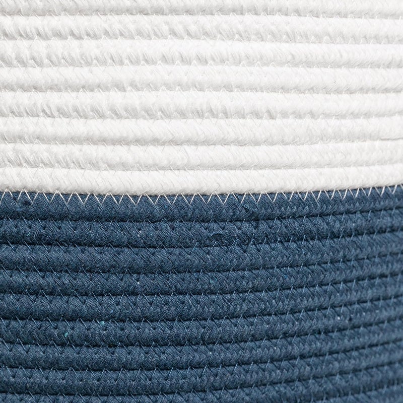 Cottonphant 20" x 20" x 15" Extra Large Storage Basket with Lid, Cotton Rope Storage Baskets, Laundry Hamper, Cloth Bin, for Clothes Towels Blankets Pillows Storage in Living Room, Basket with Cover Dark Blue - Image 4