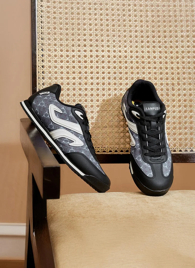 CAMPUS Women Dyno PU Cushion Lace-Up Sneakers-Black