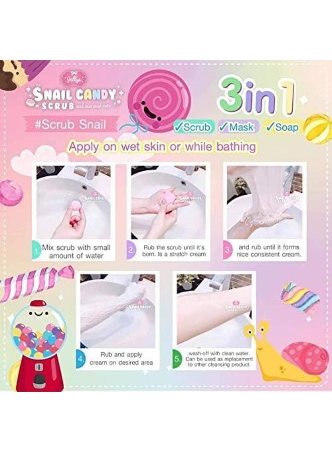 Jellys Sugar Scrub Balls – Exfoliating, Nourishing & Aromatherapy CANDY Scent – 1 Pack (6 Balls) - Image 2