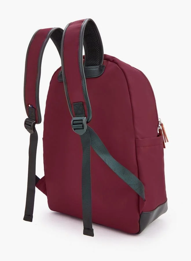 Lee Cooper BURGUNDY Logo Applique Backpack With Zip Closure  | Best Price UAE