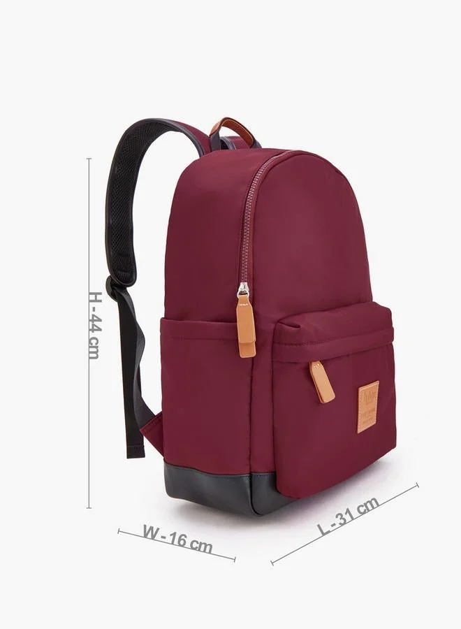 Lee Cooper BURGUNDY Logo Applique Backpack With Zip Closure  | Best Price UAE