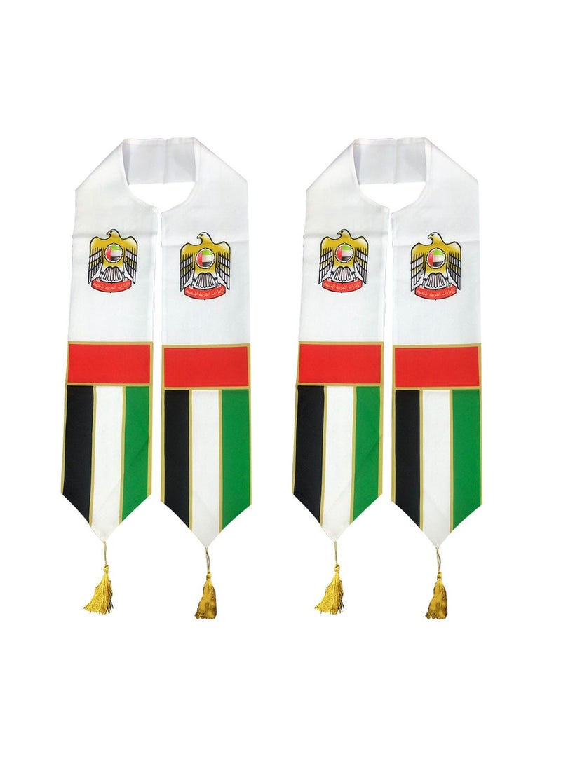 Yuwell Pack Of 2 Pcs UAE Scarf UAE National Day Flag Scarf For Adults 158X16CM  - Image 1