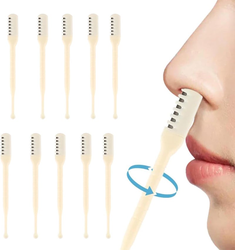 Lonimia 10 قطع من مقصات شعر الأنف ذات الوجهين، مقص لشعر الأنف، أداة لإزالة شعر ذيل الأذن، مقص يدوي لشعر الأنف مزود بأداة لإزالة شعر الأذن، يمكن غسله وهو محمول ومريح في الاستخدام. - Image 1