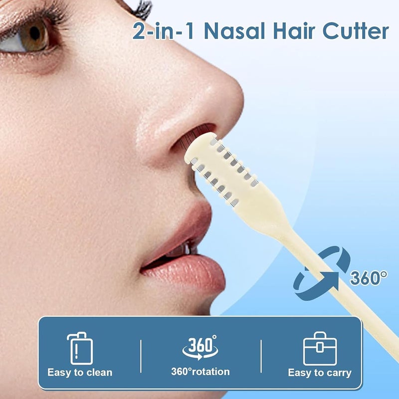 Lonimia 10 قطع من مقصات شعر الأنف ذات الوجهين، مقص لشعر الأنف، أداة لإزالة شعر ذيل الأذن، مقص يدوي لشعر الأنف مزود بأداة لإزالة شعر الأذن، يمكن غسله وهو محمول ومريح في الاستخدام. - Image 2