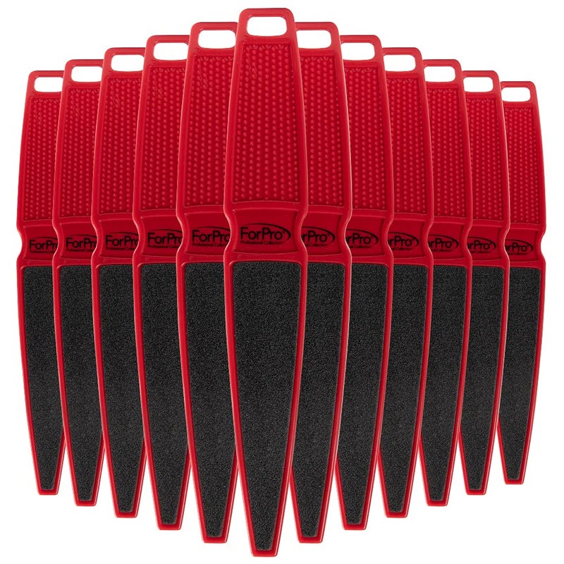 ForPro Professional Collection Pedicure Paddle Foot File DoubleSided for Heels Disposable  Sanitizable 80180 Grit Red Pack of 12