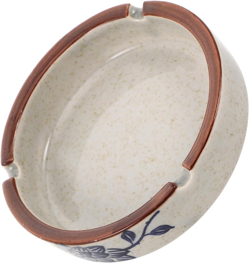 TOYANDONA Ceramic Ashtray Tabletop Cigarette Tray Pattern Windproof Ash Holder for Indoor Office Home Desktop and Outdoor Use - Image 1