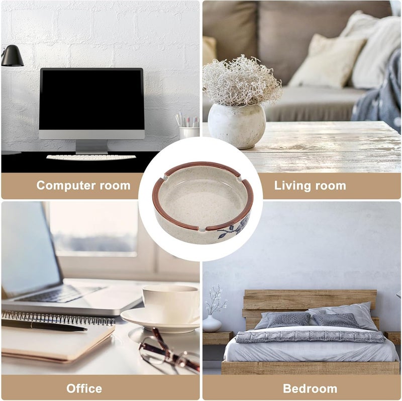 TOYANDONA Ceramic Ashtray Tabletop Cigarette Tray Pattern Windproof Ash Holder for Indoor Office Home Desktop and Outdoor Use - Image 3