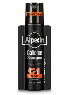 Alpecin Alpecin Caffeine Shampoo C1 Black Edition, Men's Natural Hair Growth Shampoo for Thinning Hair with Niacin, Menthol, and Castor Oil, 8.45 fl. oz.  - Image 1