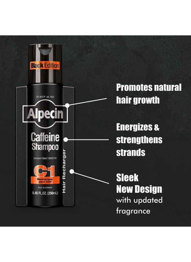 Alpecin Alpecin Caffeine Shampoo C1 Black Edition, Men's Natural Hair Growth Shampoo for Thinning Hair with Niacin, Menthol, and Castor Oil, 8.45 fl. oz.  - Image 4