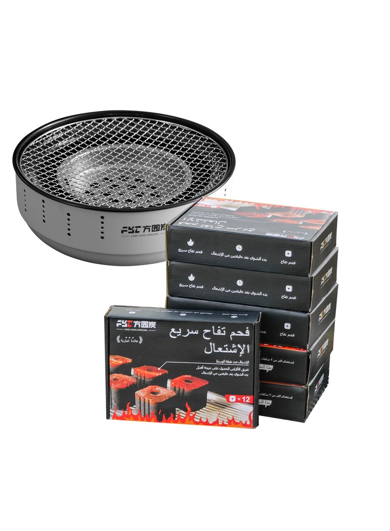 أف واي سي 6علب فحم التفاح سريع الاشتعال +شواية دائرية مجانا - Image 2