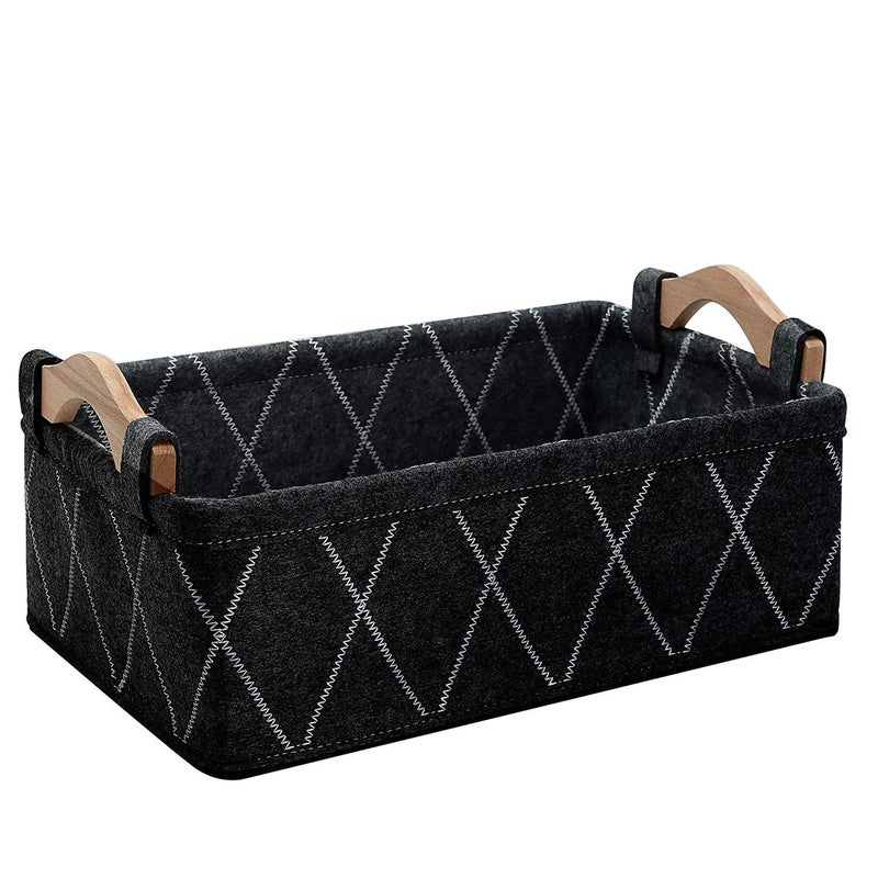 KWLET Small Baskets Collapsible Storage Bin Fabric Organizer for Shelves Underwear Socks Bra Towel Toiletry Baby Products Empty Gift Basket Dark GRAY 