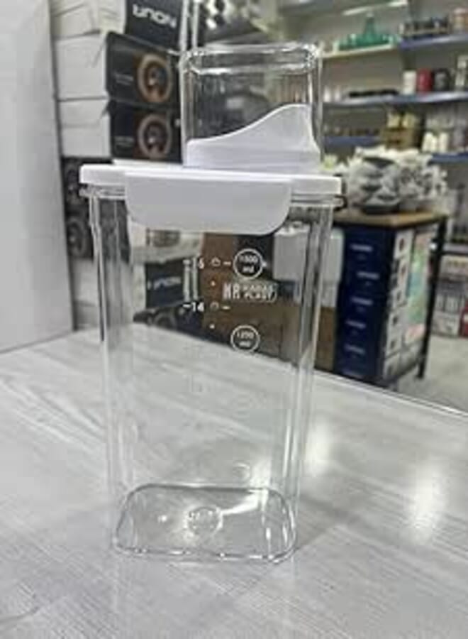 Spaceshoop Cereal & Dry Food Storage Containers with Measuring Cup, Airtight Plastic Kitchen Storage Organizer, Clear Food Storage Box for Flour, Sugar, Rice | BPA Free Container with Locking Lids