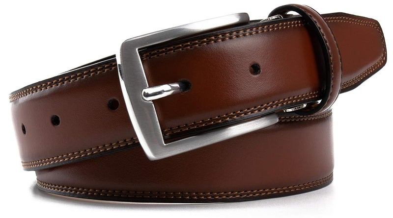 CONTACTS حزام دبابيس جلد طبيعي للرجال من كونتاكتس | حزام جلد للرجال بتصاميم كلاسيكية للعمل والأعمال غير الرسمية - Image 4