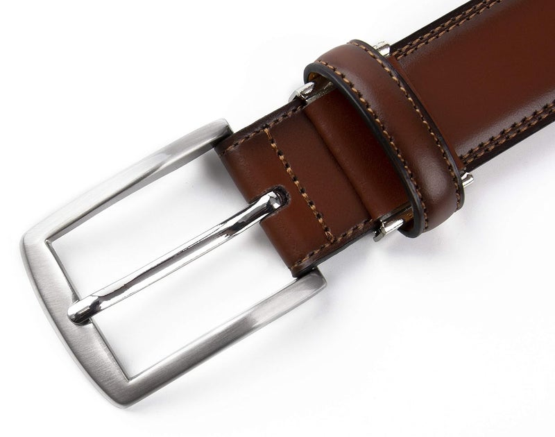 CONTACTS حزام دبابيس جلد طبيعي للرجال من كونتاكتس | حزام جلد للرجال بتصاميم كلاسيكية للعمل والأعمال غير الرسمية - Image 2