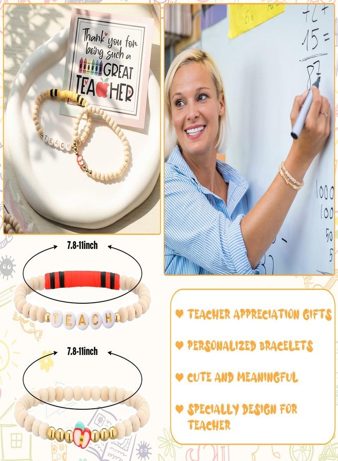 Juinte 6 Set Teacher Valentine's Gifts Appreciation Gifts Crayon Crochet Dolls with Thank You Teacher Bracelet Presents for Graduation End of Year from Students - Image 4