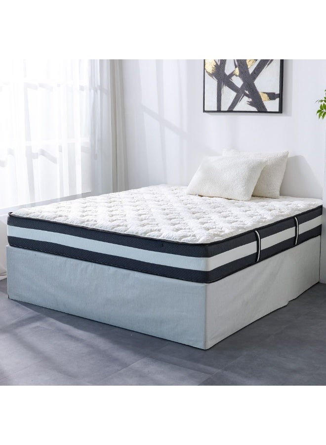 DANUBE HOME مرتبة فوم بونيل لكسوريا بملمس متوسط النعومة لسرير كوين توازن العمود الفقري لتخفيف الضغط بسماكة 26 سم - أبيض/ رمادي داكن - Image 5