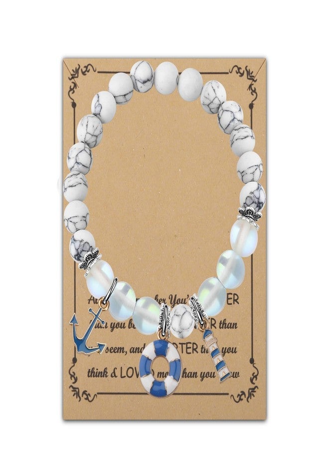 BNQL Nautical Bracelet Sailor Gifts Anchor Jewelry Bracelet Ocean Themed Gifts Anchor & Nautical Charm Bracelet - Image 1