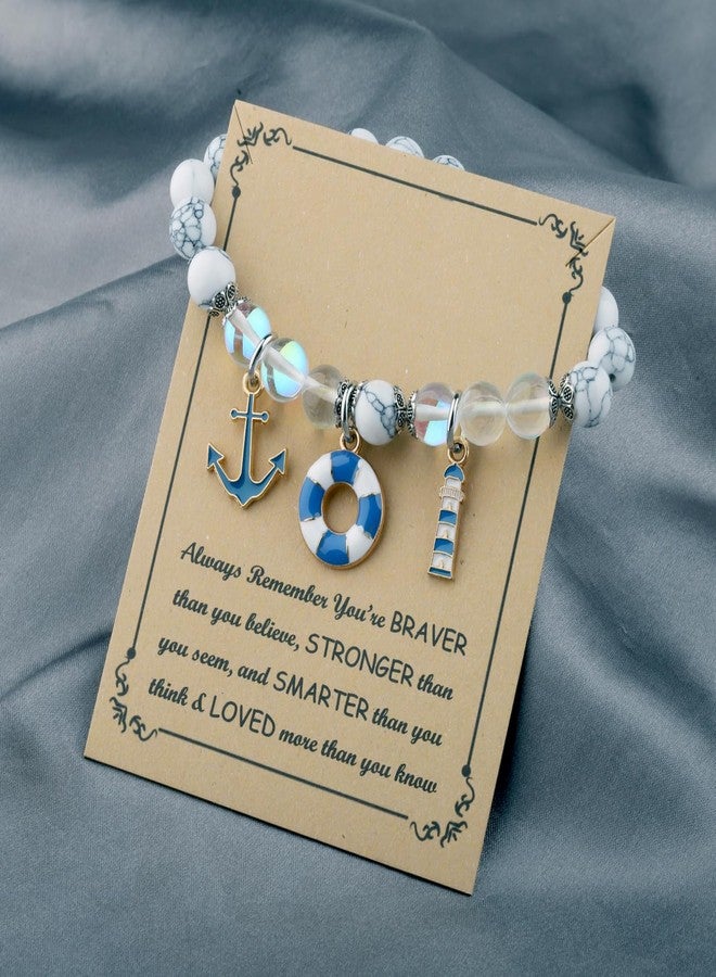 BNQL Nautical Bracelet Sailor Gifts Anchor Jewelry Bracelet Ocean Themed Gifts Anchor & Nautical Charm Bracelet - Image 4