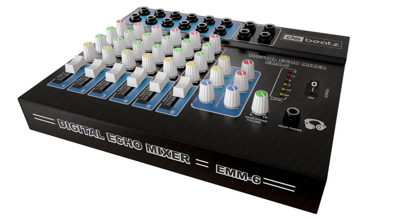 da.beatz. DaBeatz 6-Channel Stereo Echo DJ Sound Mixer for Parties, Stage Effects, Weddings, Diwali Giving Your Occasion an Impressive Output. (Black) - Image 2