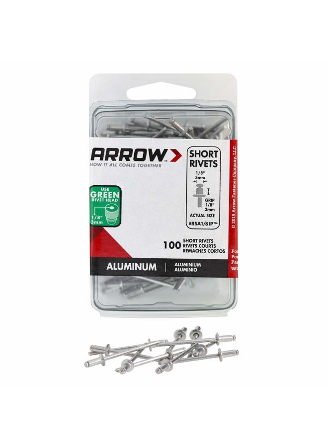 Arrow RSA1/8IP Short Aluminum 1/8-Inch Rivets, 100-Pack - Image 1