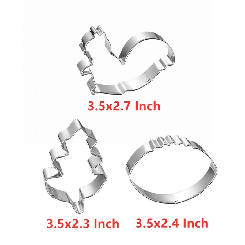 Maykito Fall Thanksgiving Cookie Cutters Set - 8 Pieces - Pumpkin  Football Turkey  Maple Leaf  Oak Leaf Squirrel Candy Corn and Acorn- Stainless Steel - Image 3