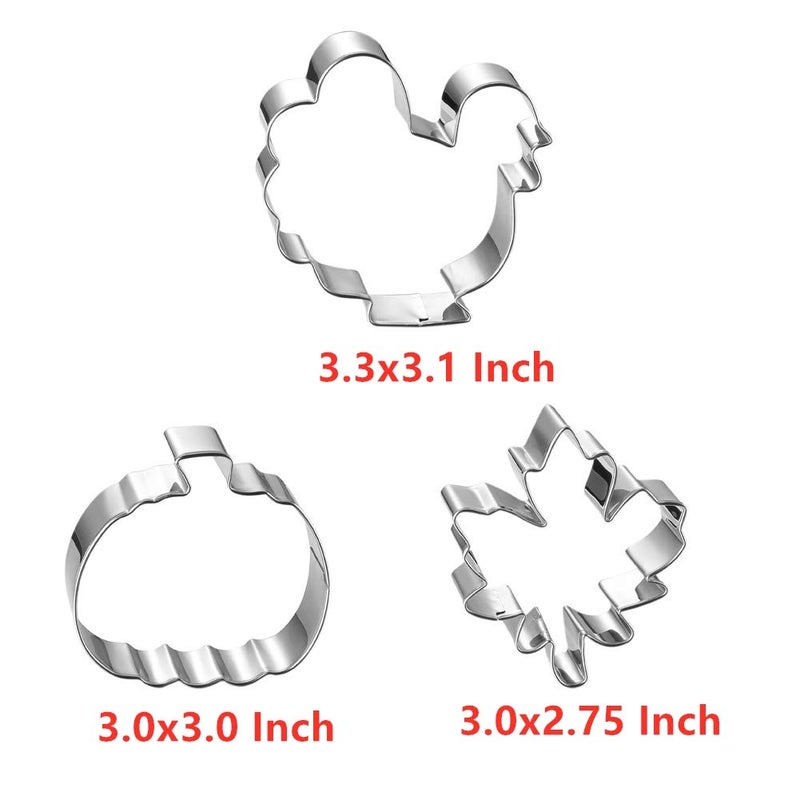 Maykito Fall Thanksgiving Cookie Cutters Set - 8 Pieces - Pumpkin  Football Turkey  Maple Leaf  Oak Leaf Squirrel Candy Corn and Acorn- Stainless Steel - Image 2