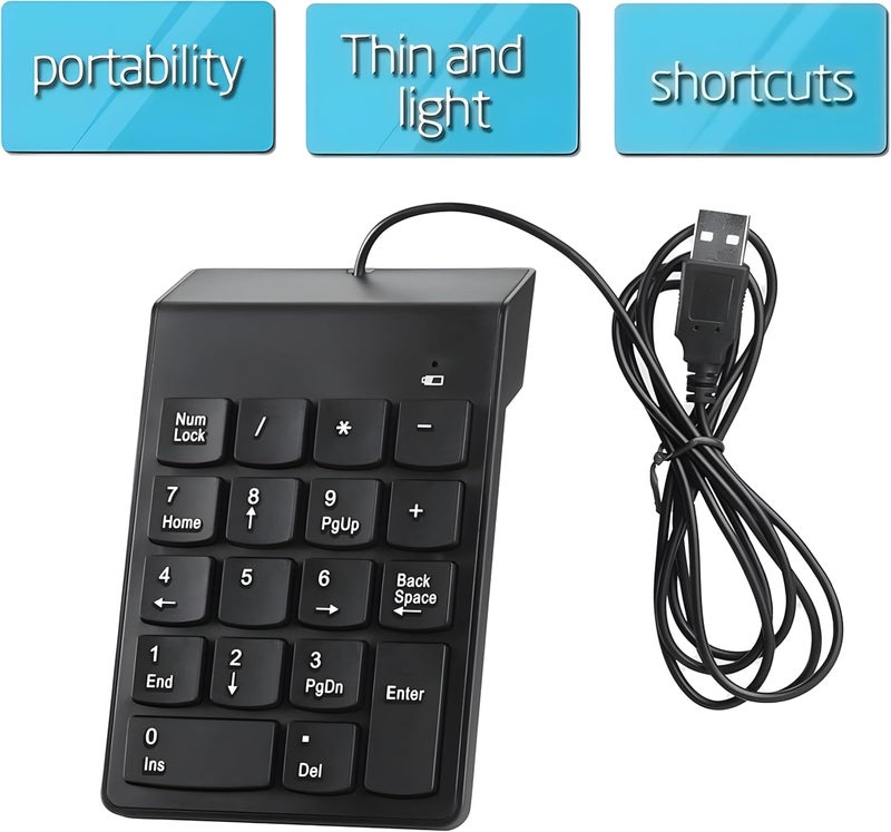 USB Wired Numeric Keypad, 18 Keys Slim Keyboard Compatible with iMac, Mac Pro, MacBook, MacBook Air, Pro, Laptop, Laptop - Image 4