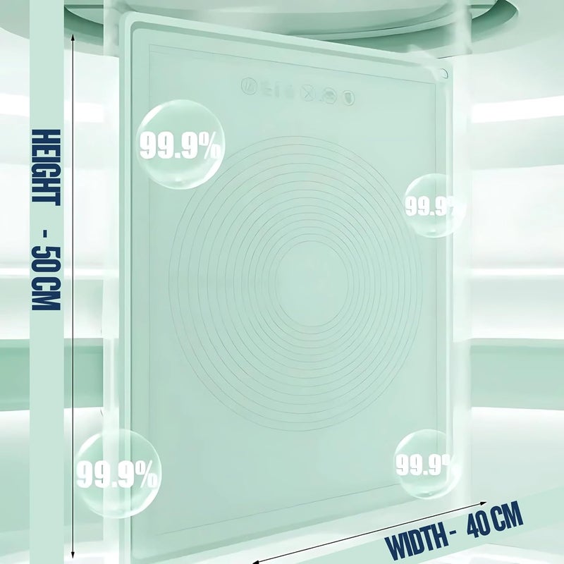 PureBake حصيرة خبز سيليكون 50x40 سم، سميكة جداً، غير لاصقة، مقاومة للحرارة، حصيرة عجن قابلة لإعادة الاستخدام للعجين، الكعك، الفطائر، البيتزا، ملحقات الخبز، خالية من BPA، سهلة التنظيف - (1 قطعة خضراء) - Image 3