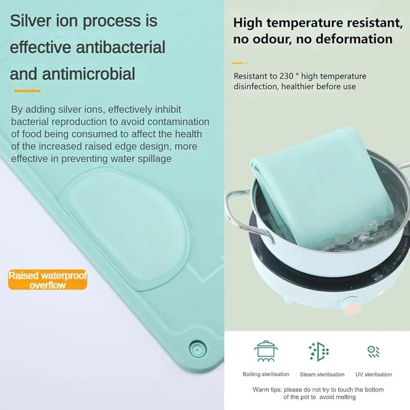 PureBake حصيرة خبز سيليكون 50x40 سم، سميكة جداً، غير لاصقة، مقاومة للحرارة، حصيرة عجن قابلة لإعادة الاستخدام للعجين، الكعك، الفطائر، البيتزا، ملحقات الخبز، خالية من BPA، سهلة التنظيف - (1 قطعة خضراء) - Image 2