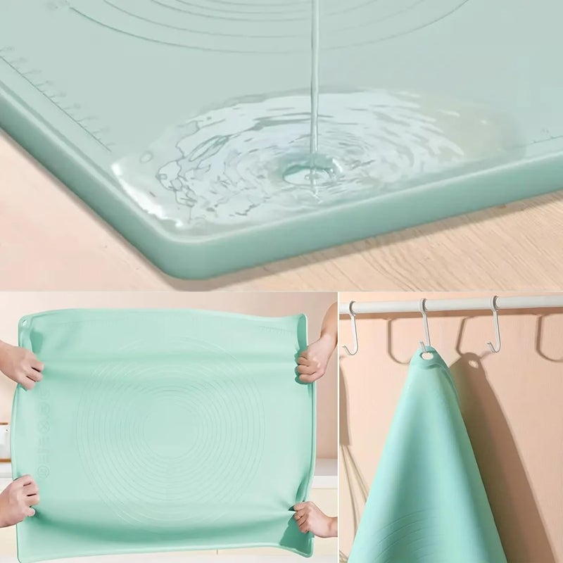 PureBake حصيرة خبز سيليكون 50x40 سم، سميكة جداً، غير لاصقة، مقاومة للحرارة، حصيرة عجن قابلة لإعادة الاستخدام للعجين، الكعك، الفطائر، البيتزا، ملحقات الخبز، خالية من BPA، سهلة التنظيف - (1 قطعة خضراء) - Image 4