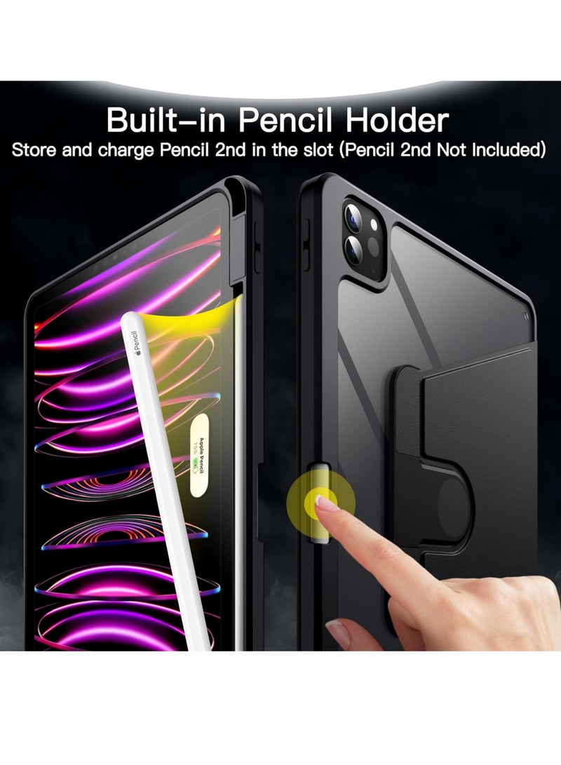 Rock Pow Rotating Cover Case for iPad Pro 11 Inch Case (M5/M4) 2025/2024 with Pencil Holder, 360 Degree Rotation Protective Stand Cover Clear Back, Auto Wake/Sleep Cover for 2024/2025 Pro 11 inch M5/M4 Auto Sleep/Wake - Image 5