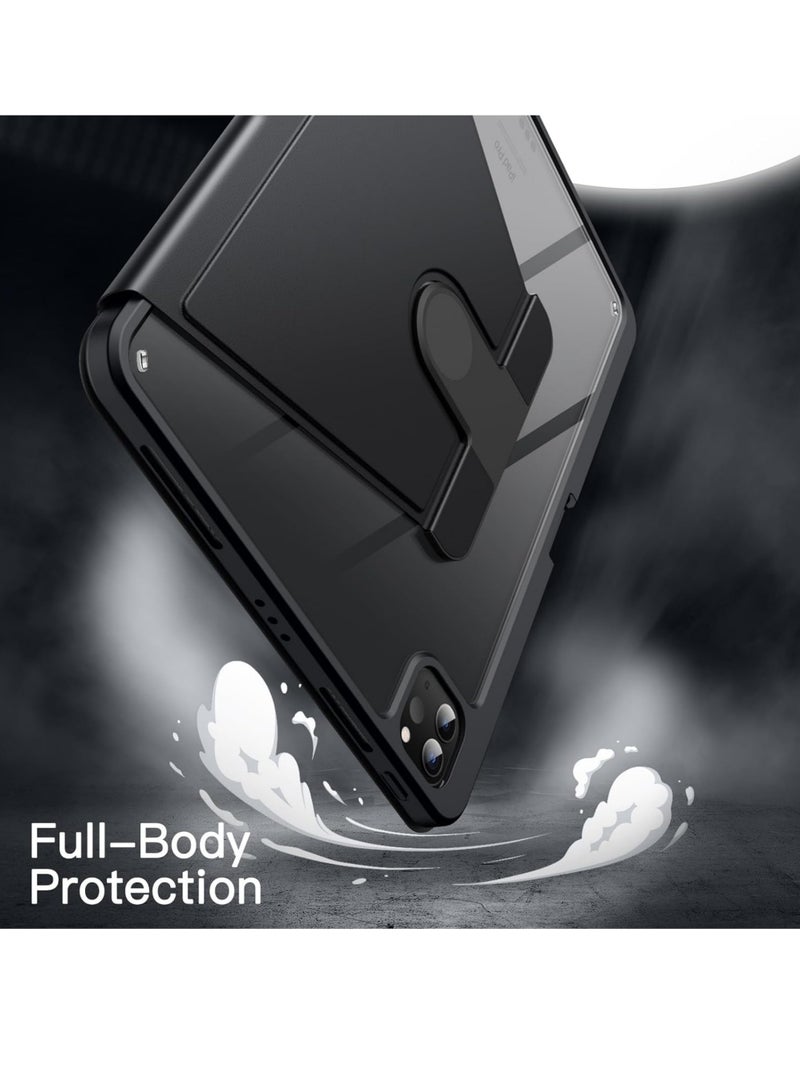 Rock Pow Rotating Cover Case for iPad Pro 11 Inch Case (M5/M4) 2025/2024 with Pencil Holder, 360 Degree Rotation Protective Stand Cover Clear Back, Auto Wake/Sleep Cover for 2024/2025 Pro 11 inch M5/M4 Auto Sleep/Wake - Image 4