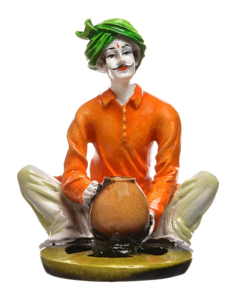 Karigaari India Handcrafted Polyresine Traditions Rajasthani Showpiece for Home Decor - Set of 3 (20.38 cm x 15.24 cm x 15.24 cm, Multicolour) - Image 4