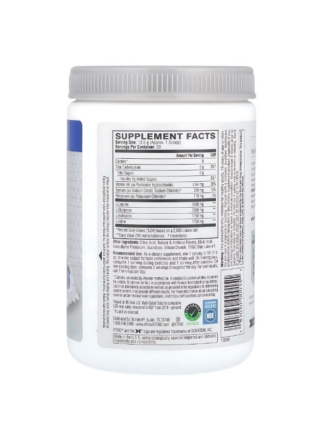 XTEND Original BCAA Powder Blue Raspberry Ice - ZERO CALORIE, ZERO CARB, ZERO SUGAR - Post Workout Muscle Recovery Drink with Amino Acids - 7g BCAAs for Men & Women - 30 Servings - Image 2