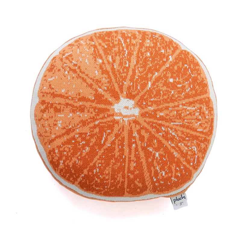 Pluchi Cotton Knitted Shaped Plush Pillows (Juicy Orange) - Image 1