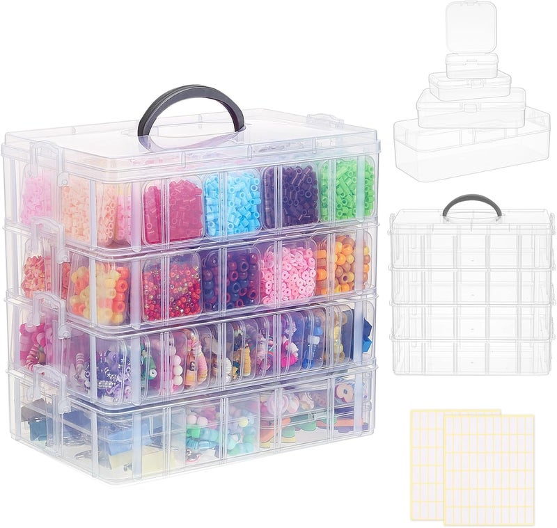 SGHUO Bead Organizer Box, 84 pcs Small Organizers, 4-Tier Stackable Storage Container Box for Art Craft Storage, Washi Tape, Kids Toys, Jewelry, Beauty & Sewing Supplies - Image 1
