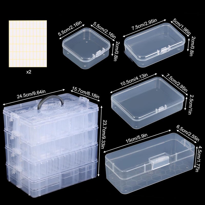 SGHUO Bead Organizer Box, 84 pcs Small Organizers, 4-Tier Stackable Storage Container Box for Art Craft Storage, Washi Tape, Kids Toys, Jewelry, Beauty & Sewing Supplies - Image 2