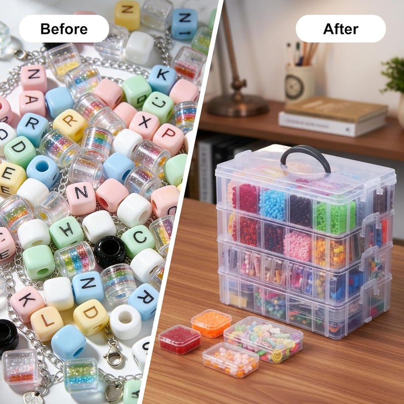 SGHUO Bead Organizer Box, 84 pcs Small Organizers, 4-Tier Stackable Storage Container Box for Art Craft Storage, Washi Tape, Kids Toys, Jewelry, Beauty & Sewing Supplies - Image 4