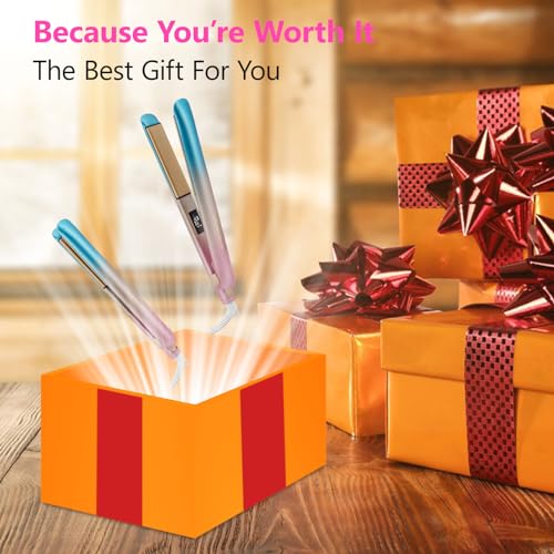 DORISILK Colorful Flat Iron 450 Degrees, Ceramic Hair Straightener and Curler 2 in 1, 30s Fast Heat Straightening Iron for Hair, Dual Voltage Hair Iron 1 Inch Salon Control Temp Gift for Women Girls - Image 3