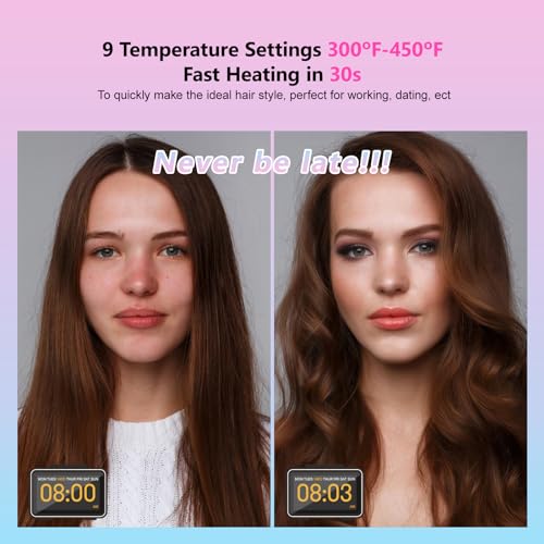 DORISILK Colorful Flat Iron 450 Degrees, Ceramic Hair Straightener and Curler 2 in 1, 30s Fast Heat Straightening Iron for Hair, Dual Voltage Hair Iron 1 Inch Salon Control Temp Gift for Women Girls - Image 5