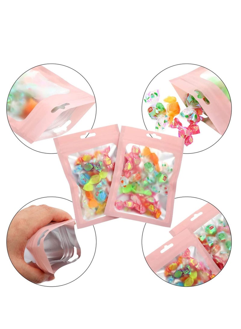 Excefore Mylar Bags, 100 Pieces Smell Proof Bags Resealable Storage Bag with Clear Window Packaging Foil Pouch Bags  - Image 2