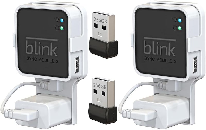 256GB Blink USB Flash Drive, with Outlet Wall Mount for Sync Module, Space-Saving Mount Bracket Holder for Blink Outdoor/Indoor Security System (Sync Module 2 is NOT Included), 2Pack - Image 1