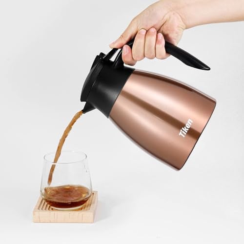 Tiken 51 Oz Thermal Coffee Carafe, Stainless Steel Insulated Vacuum Coffee Carafes For Keeping Hot, 1.5 Liter Beverage Dispenser (Copper) - Image 2