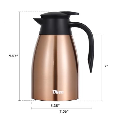 Tiken 51 Oz Thermal Coffee Carafe, Stainless Steel Insulated Vacuum Coffee Carafes For Keeping Hot, 1.5 Liter Beverage Dispenser (Copper) - Image 3
