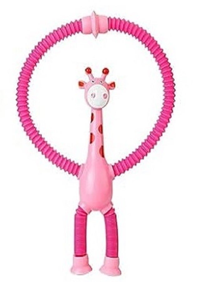 Telescopic Suction Cup Giraffe Toys, Sensory Giraffe Toy, Suction Cup Toy Kids, Giraffe Stuffed Animal, Anti-Stress Fidget Toys, Funny Educational (Pink) - Image 1